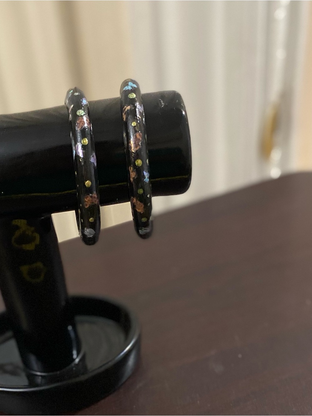 Hand-painted Black butterfly Bangle Bracelet Set